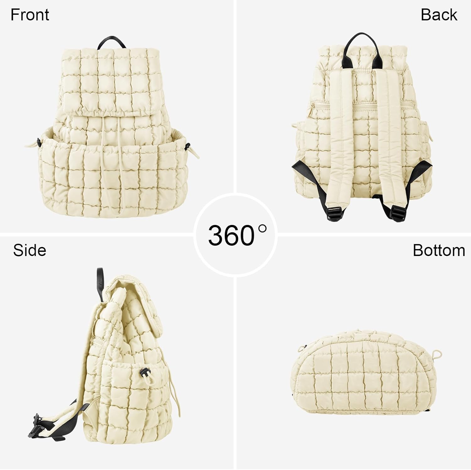 XSUIOY Quilted Backpack Purse for Women Small Lightweight Puffer Puffy College Laptop Backpack