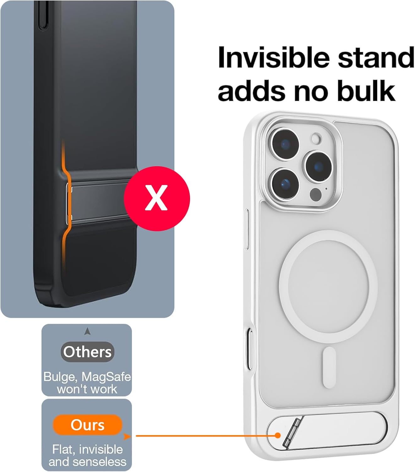 Tikoo Strong Magnetic for iPhone 16 Pro Max Case with Magsafe and Built-in Invisible Kickstand Slim Translucent Matte Military Grade Protective Phone Case for iPhone 16 Pro Max 6.9