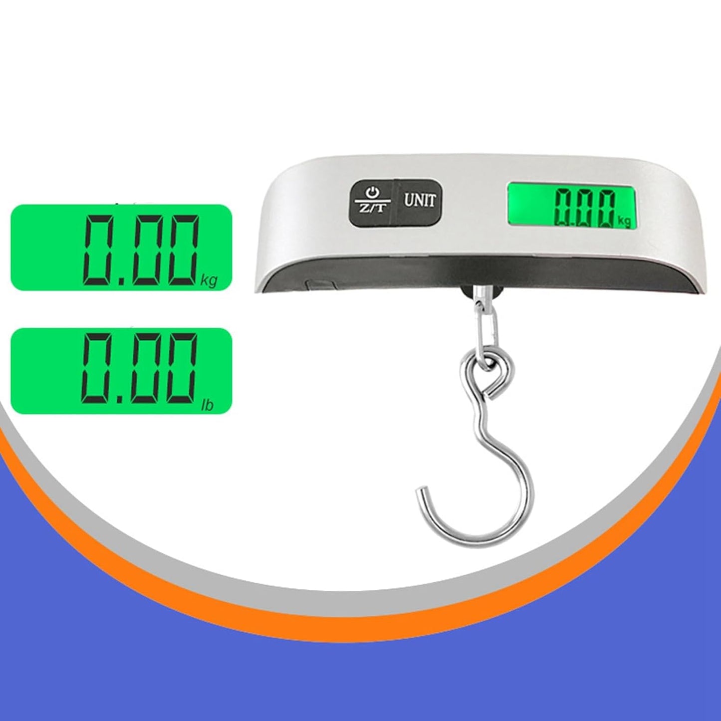 Portable Electronic Hook Scale LCD Large Green Light Display 50kg Hanging Hook Scale (Hook Type)