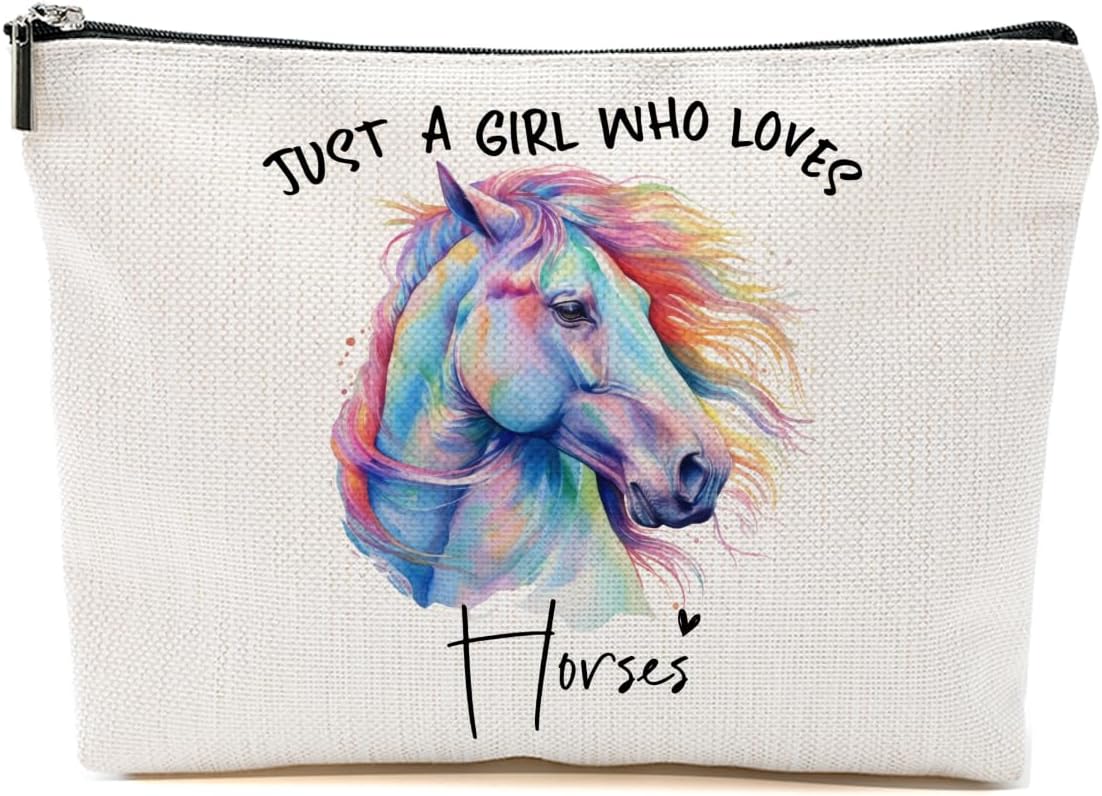 Horse Gifts for Women Makeup Bag, Horse Stuff Cosmetic Bag Travel Organizer Bags Makeup Pouch, Christmas Birthday Animal Lovers Gifts for Horse Lovers Women Girls Friends