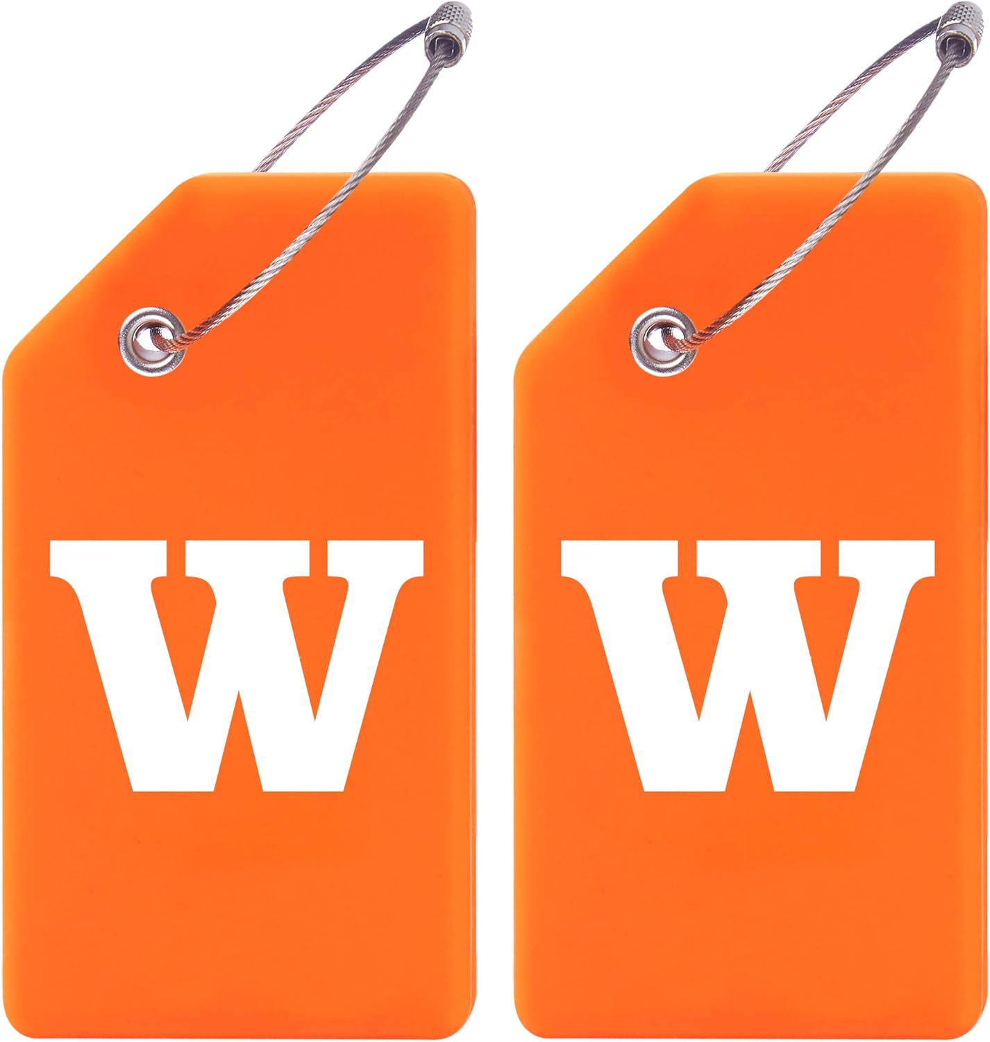 Gostwo 2 Pack Silicone Luggage Tags for Suitcases, 26 Initial Letter Baggage Labels Handbag School
