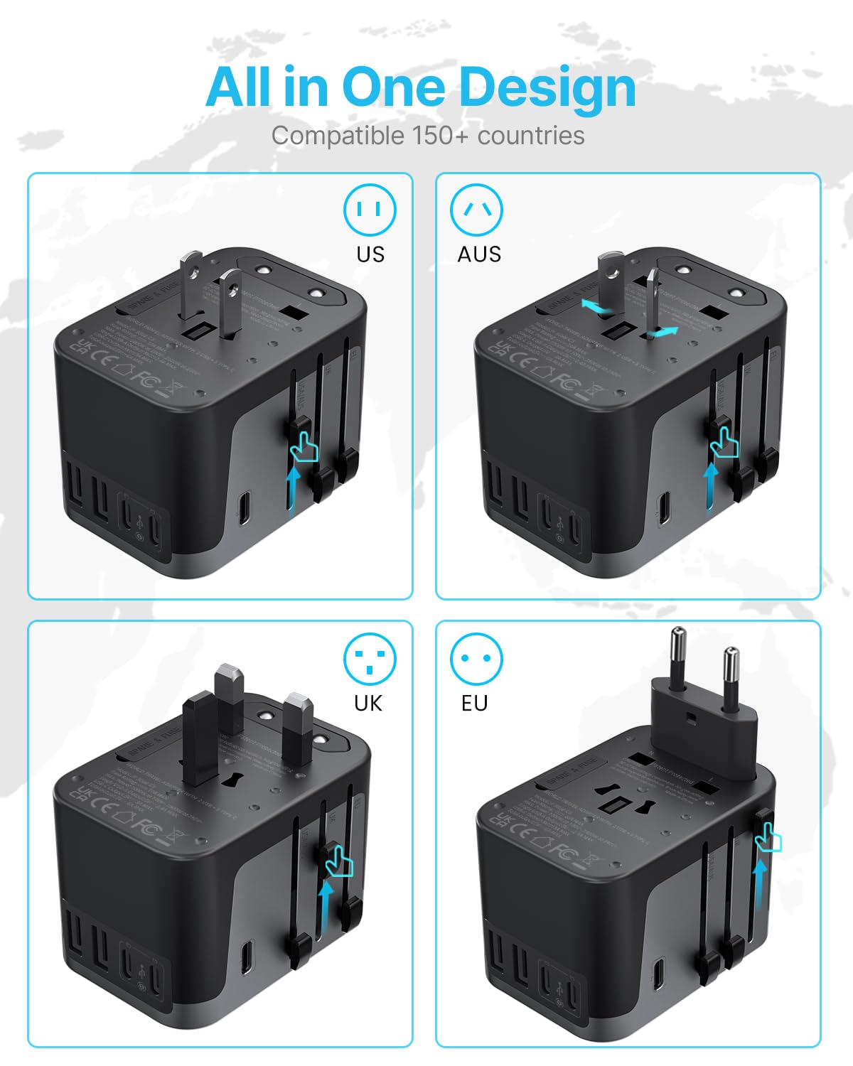 VINTAR Universal Travel Adapter 30W, International Power Adapter