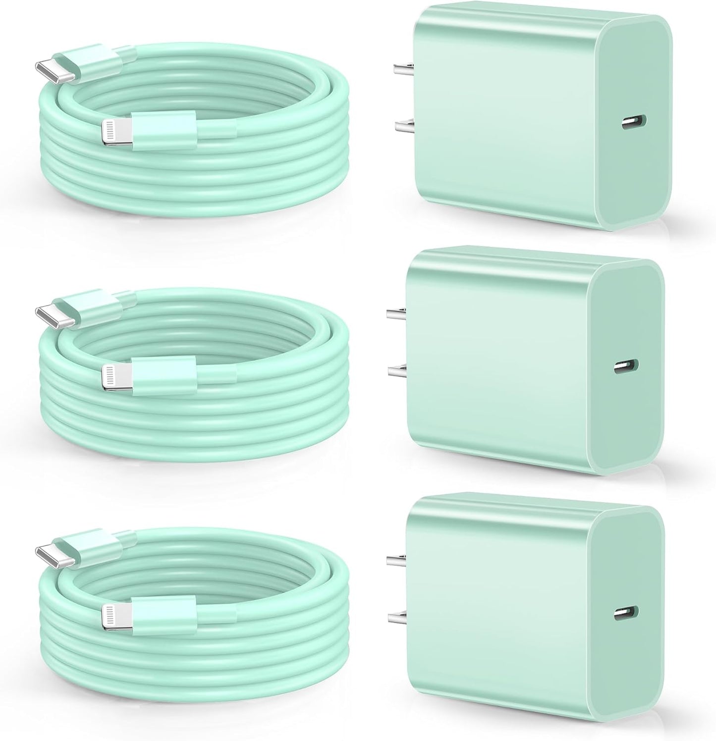 Dayaoncy 3 Pack Green 10ft USB C to Lightning Fast Charging Compatible with iPhone 14/13/12/12 Pro Max/11 Green