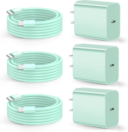 Dayaoncy 3 Pack Green 10ft USB C to Lightning Fast Charging Compatible with iPhone 14/13/12/12 Pro Max/11 Green