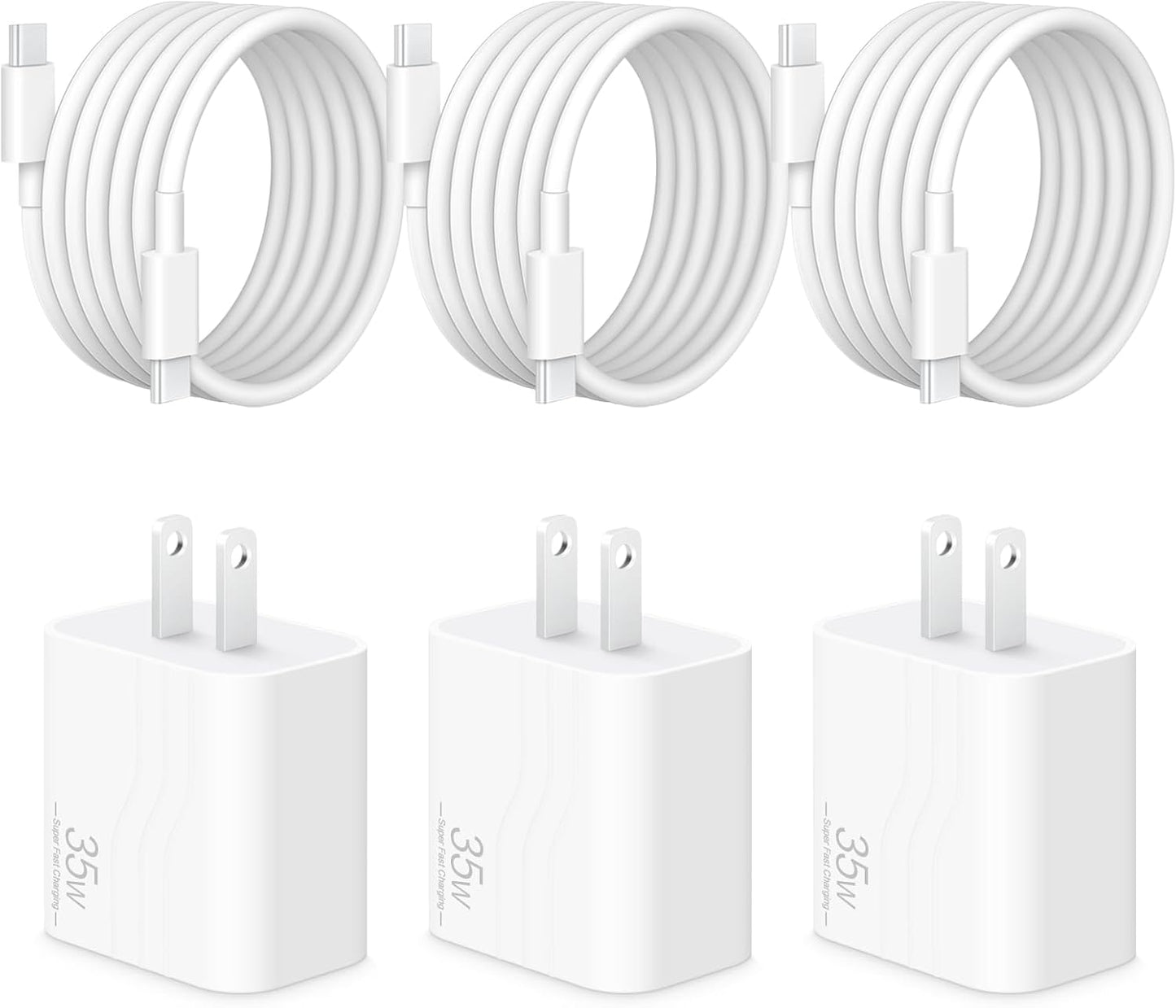 35W i Phone 17 16 15 Charger Fast Charging, 3-Pack USB C Charger Block Type C Chargers 6 FT Type C to C Cable for i Phone 17/17 Air/17 Plus/17 Pro Max/16/16 Pro/16 Plus/16 Pro Max/15 Series-White