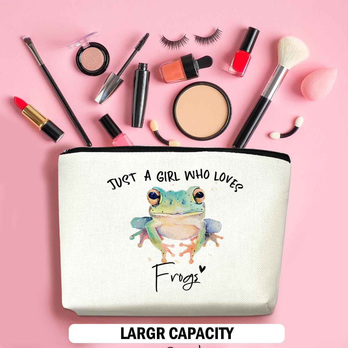 Frog Gifts for Woman Makeup Bag Frog Stuff Frogs Lovers Cosmetic Bag Travel Organizer Bags Makeup Pouch, Christmas Birthday Animal Lovers Gifts for Women Girls Friends
