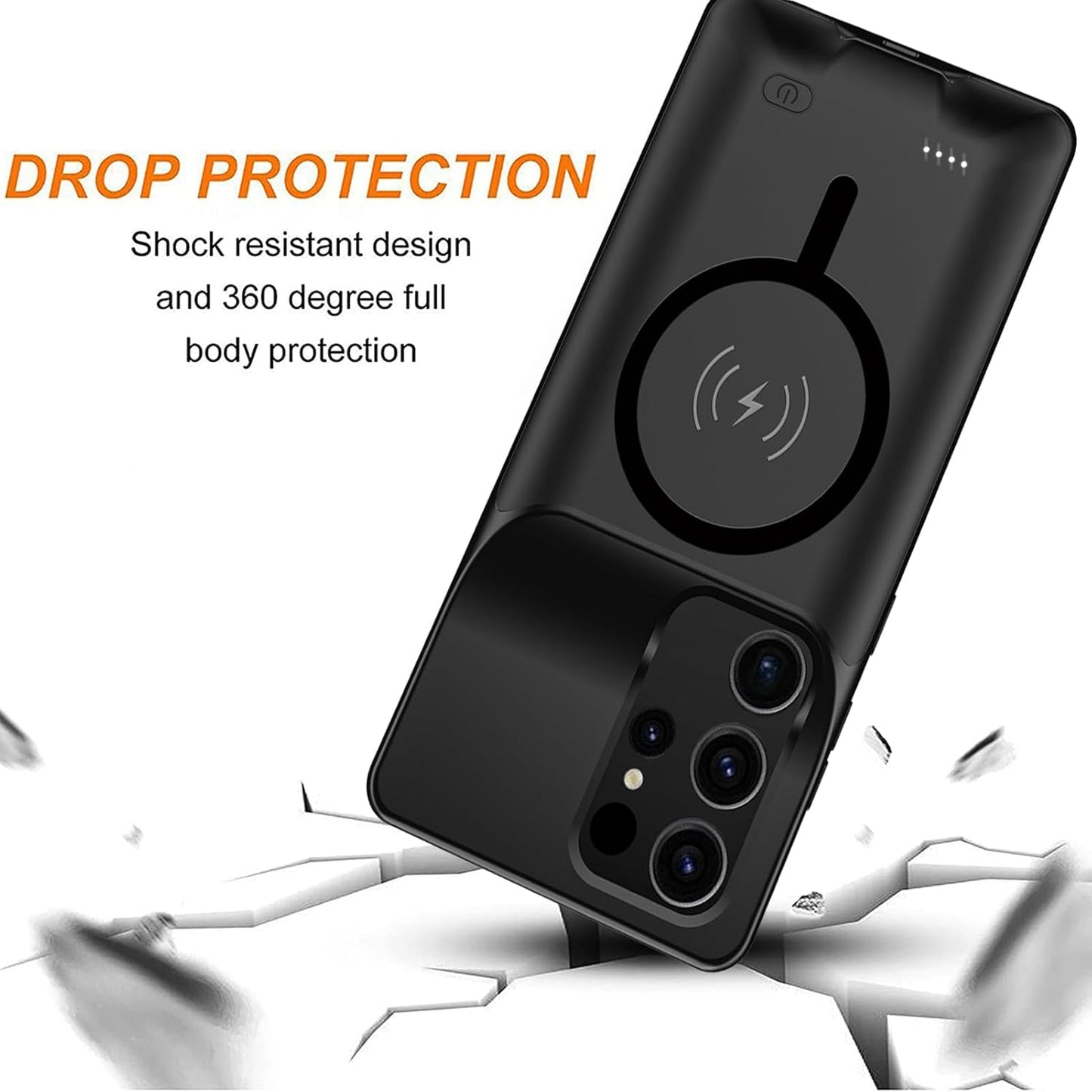 Battery Case for Galaxy S25 Ultra,Upgraded 12000mAh High Capacity Rechargeable Portable Protective Extended Charger Case Wireless Charging Compatible with S25 Ultra (6.9 inch) Charging Case & Carplay