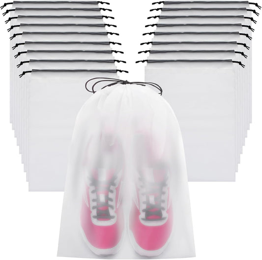 Vorspack Shoe Bags for Travel - 20 Pcs Transparent Drawstring Backpack Travel Shoe Bag Clear Drawstring Bag Large Shoe Organizer with Rope Travel Essentials for Men Women
