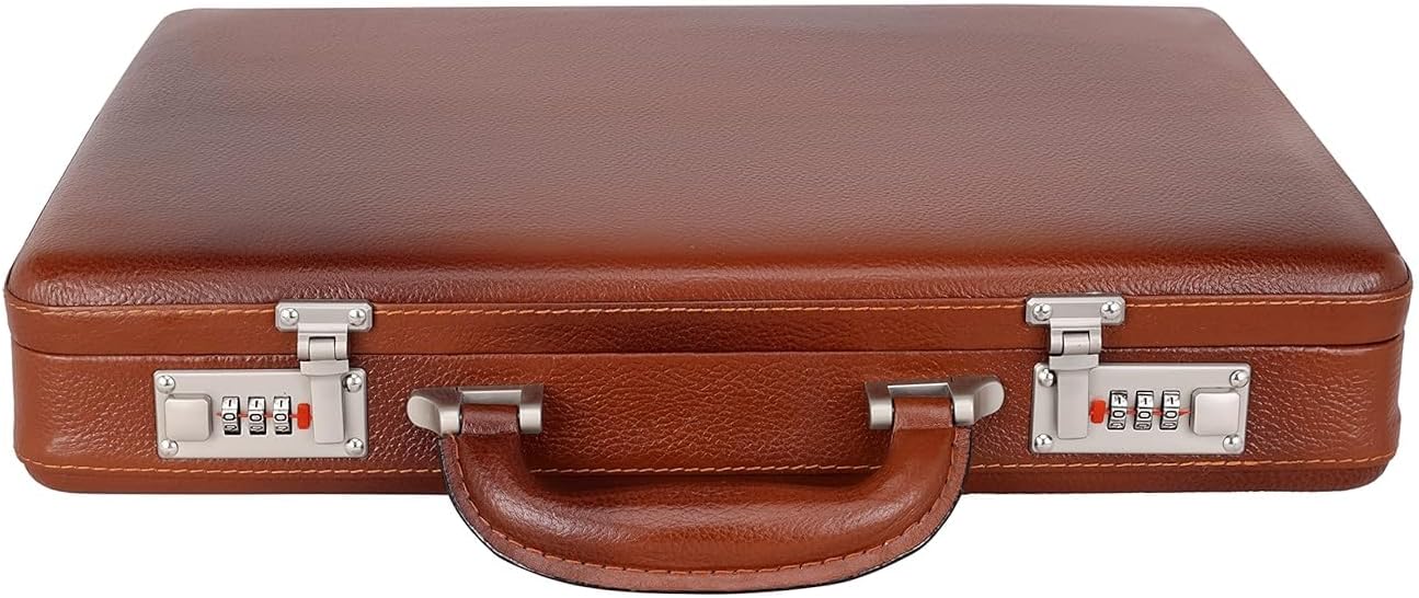 Full Grain Leather Briefcase Attache Case For Unisex Size L17xW3xH12 Inches Briefcase Bag