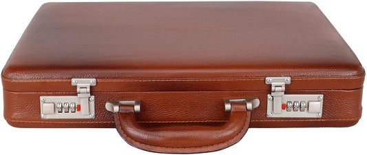 Full Grain Leather Briefcase Attache Case For Unisex Size L17xW3xH12 Inches Briefcase Bag