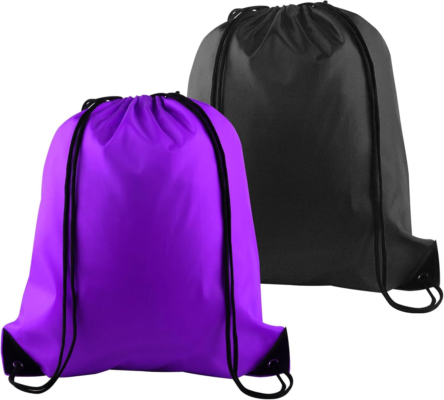 PLULON 2Pcs Drawstring Bags Bulk Drawstring Backpack Black Purple String Backpack Cinch Sack Sport