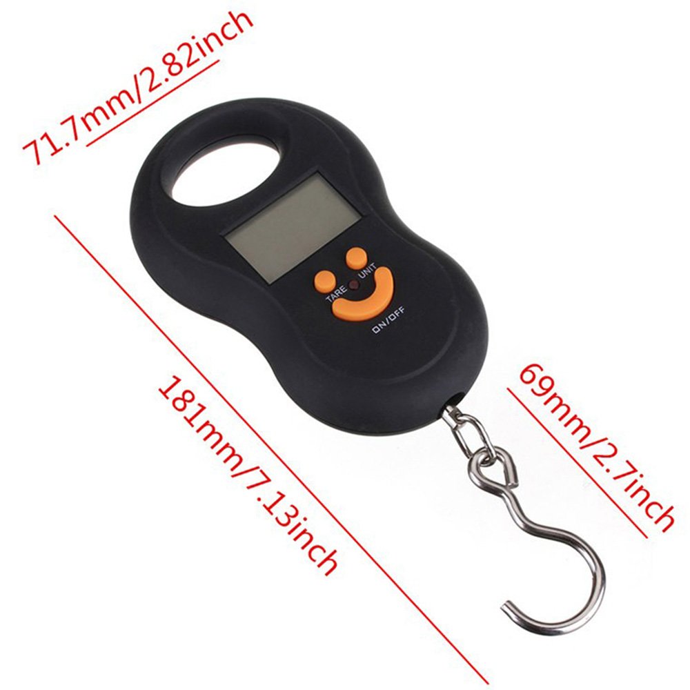 Pocket Portable 50kg/10g LCD Digital Scale Electronic Hand Held Hook Belt Luggage Hanging Scale Backlight Balance Weigting Random Color