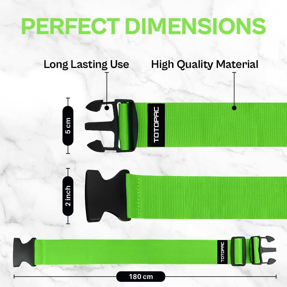 4 Pack Luggage Straps, Adjustable Suitcase Belts 72" x 2" with Quick Release Buckle, Durable Travel Accessories for Secure Luggage and Easy Identification (Green)