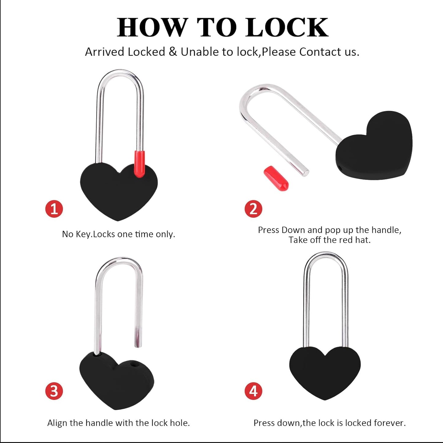 2PC 3.5" 50mm Love Lock Heart Padlock,Black Single Heart Wish Lock for Lovers Wedding,Valentines,Anniversary,Travel, Valentines Day, Bridge(NO Key)