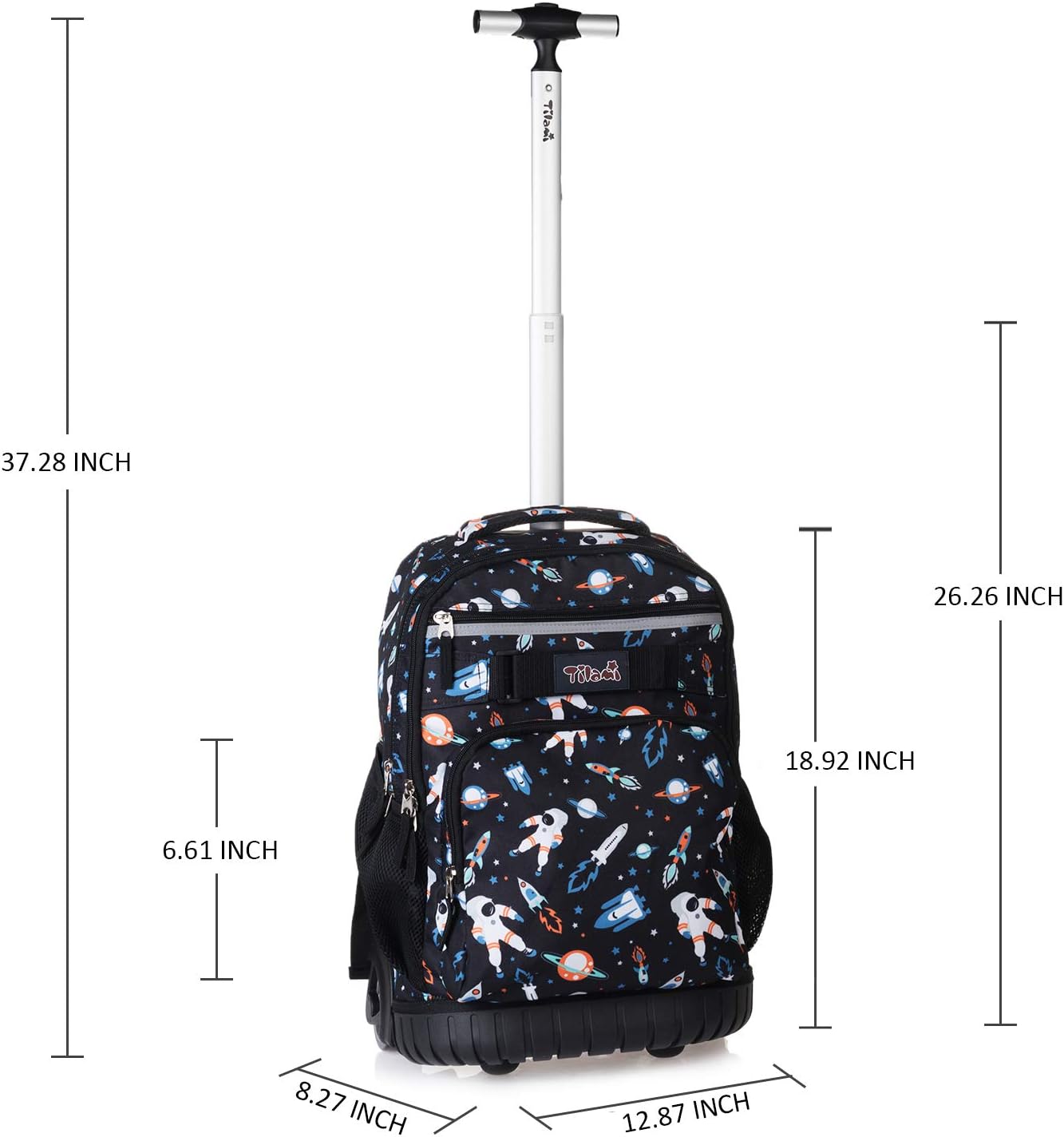 Tilami Rolling Backpack 18 inch Wheeled Laptop Backpack School College Student Travel Trip Boys and Girls, Astronaut