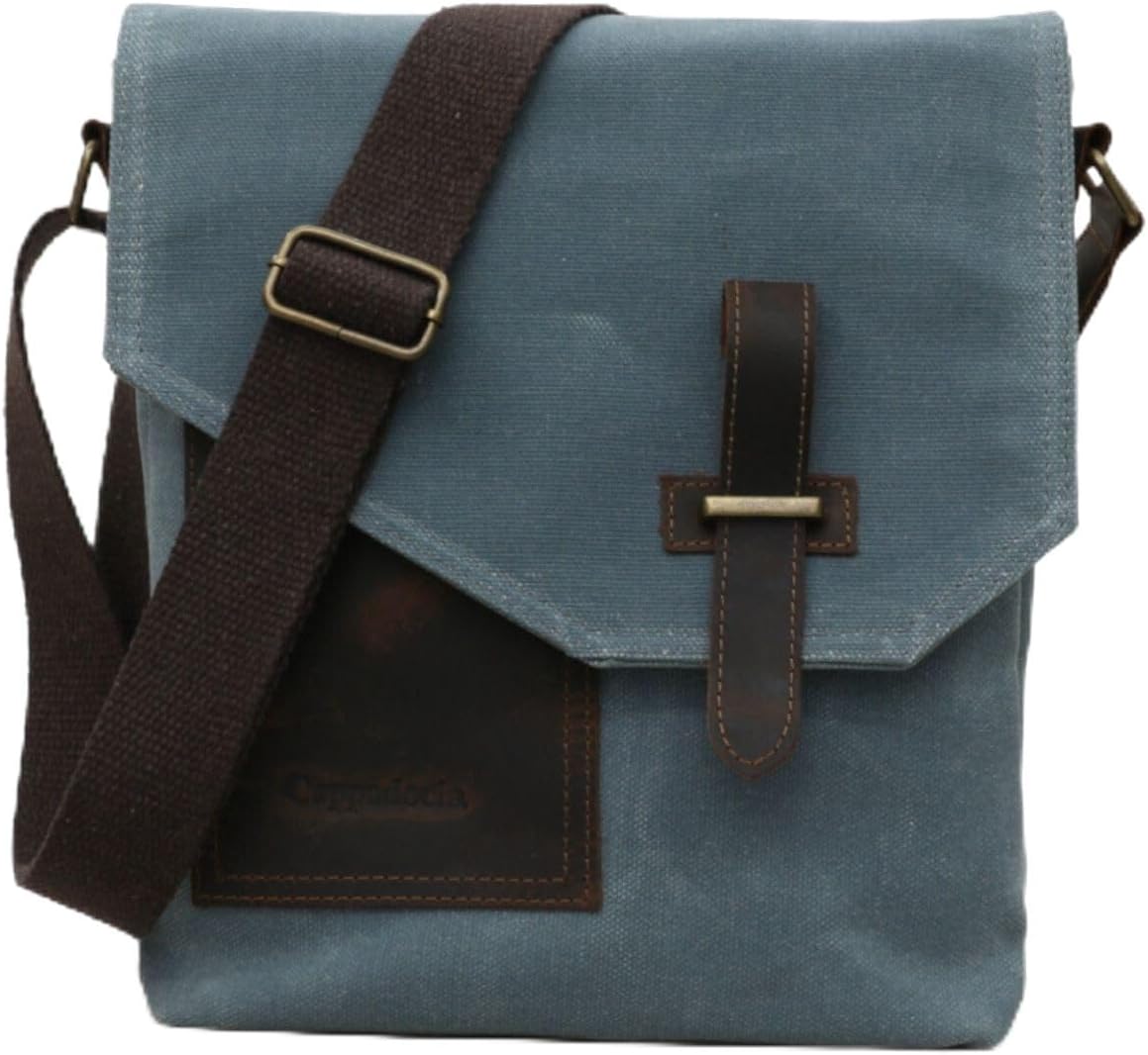 Waxed Canvas Shoulder Bag – Waterproof Leather Detailed Messenger Bag