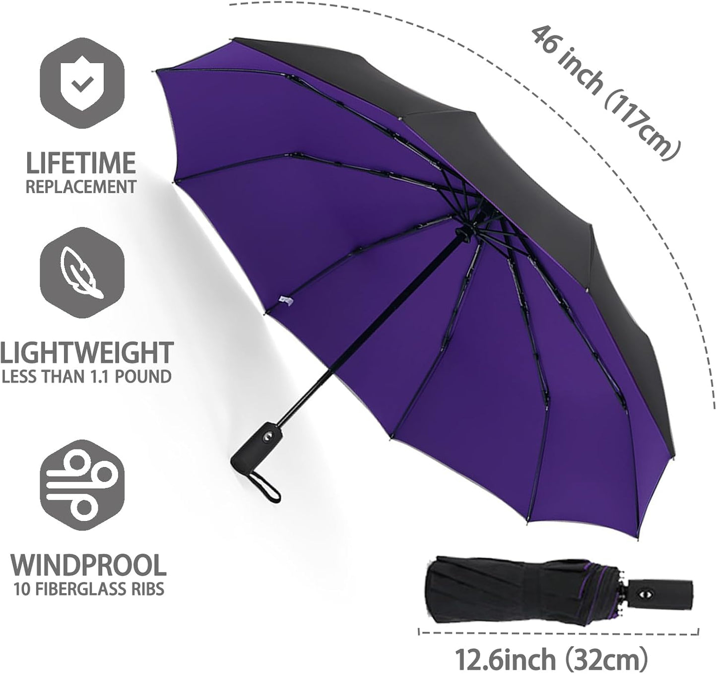 Windproof Travel Umbrella - Automatic, Compact, Windproof