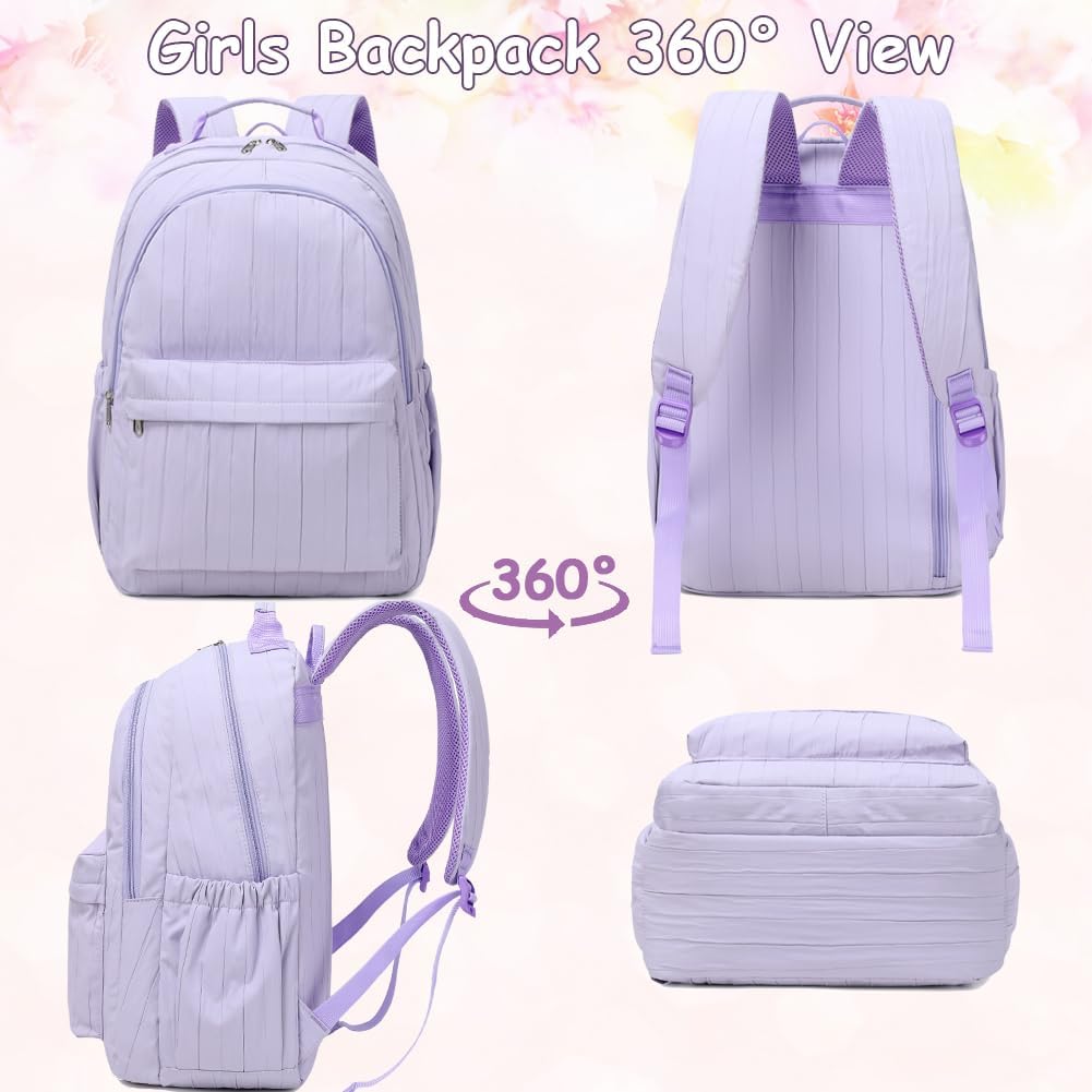 School Backpack for Girls Large Capacity Bookbag for Kids Teens School Bags for Primary Middle School College Daypack with Anti Theft Back Pocket