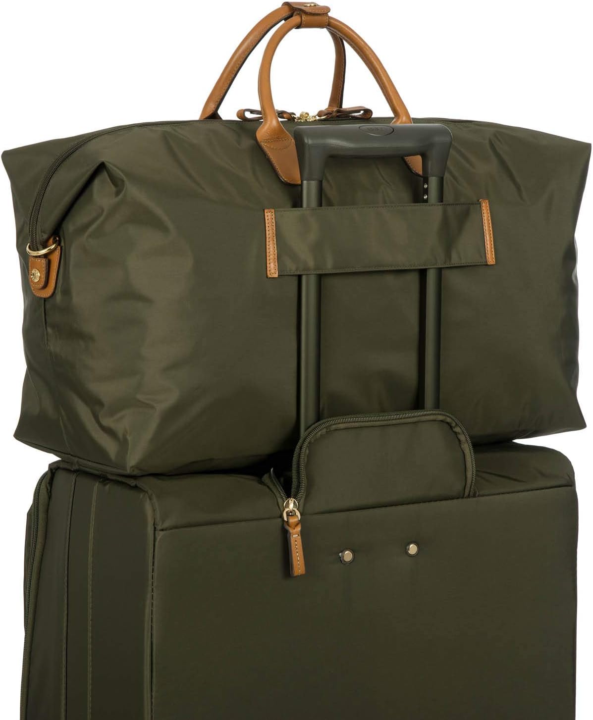 Bric's X-Travel Deluxe Duffle for Men and Women - Lightweight Overnight Carry On Travel Luggage with Tuscan Leather Trim and Sleeve Attachment - Water-Resistant Weekender or Gym-Ready Duffel