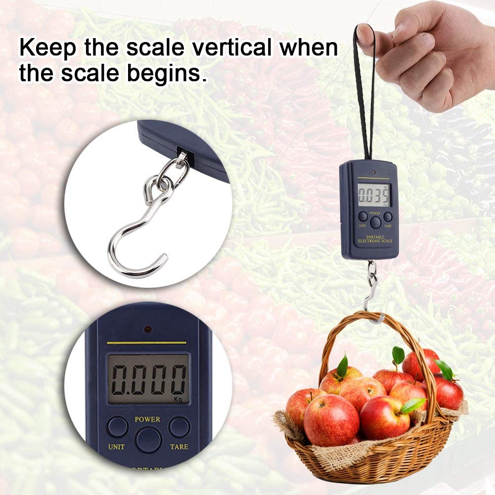 Digital Hanging Scale, 50kg/10g Portable Electronic Scale with Large LCD Display Hideable Hook for Luggage Travel Bag