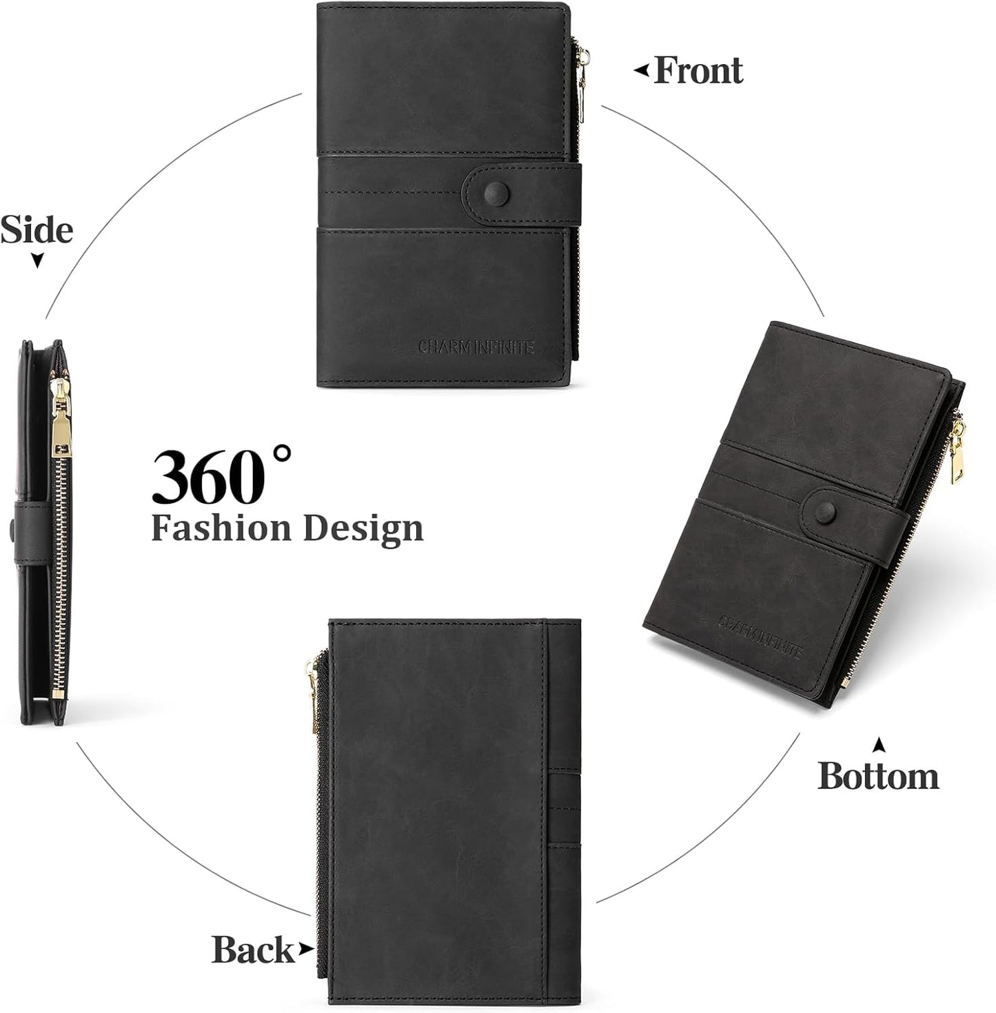 RFID Blocking Leather Passport Wallet Cover Case with Pen and Card Slots Travel Wallet for Women/Men Travel Must Haves Accessories