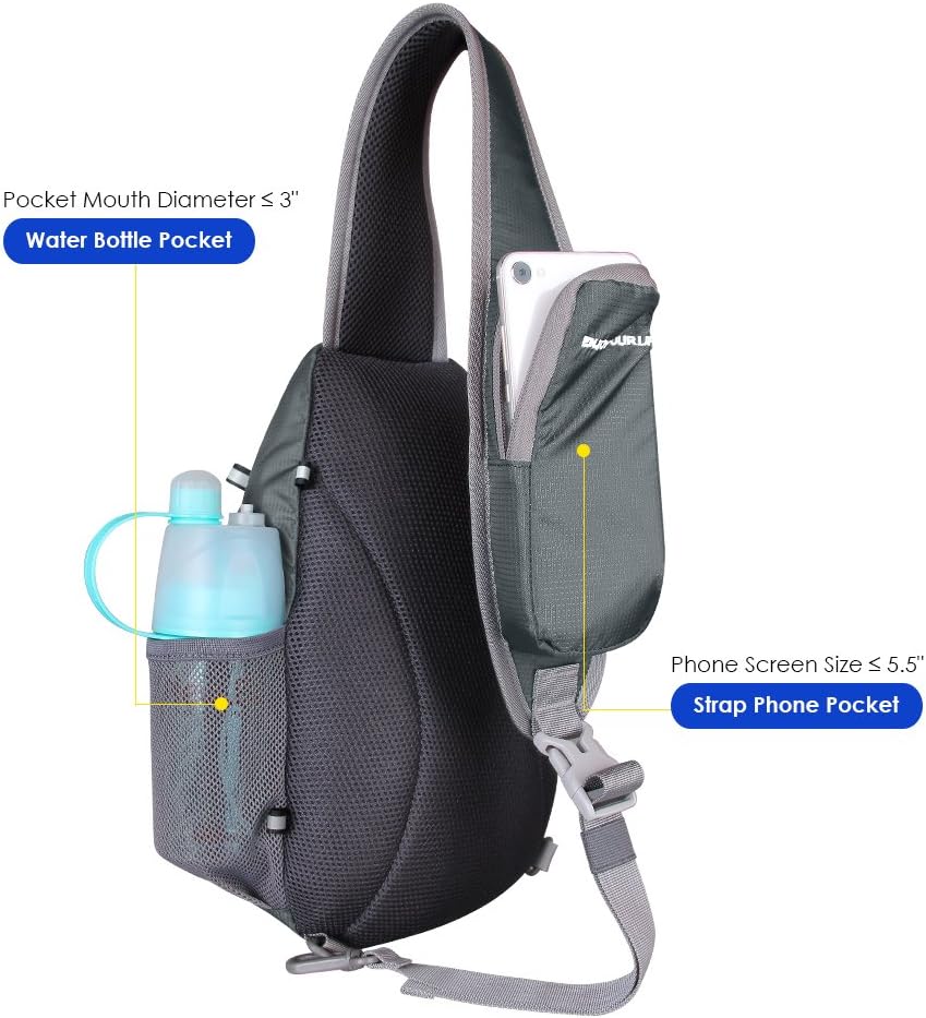 WATERFLY Crossbody Sling Bag Small Water Resistant Backpack Lightweight Shoulder Chest Daypack for Men Women Hiking Travel