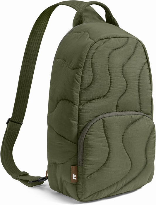 tomtoc 10L Puffy Sling Bag Backpack for Women Trendy, Quilted Padded Crossbody Bag for 11-inch iPad, iPad Air M3/M2, iPad Pro M5 2025/M4, Nintendo Switch 2, Lightweight Puffer Travel Chest Bag Daypack