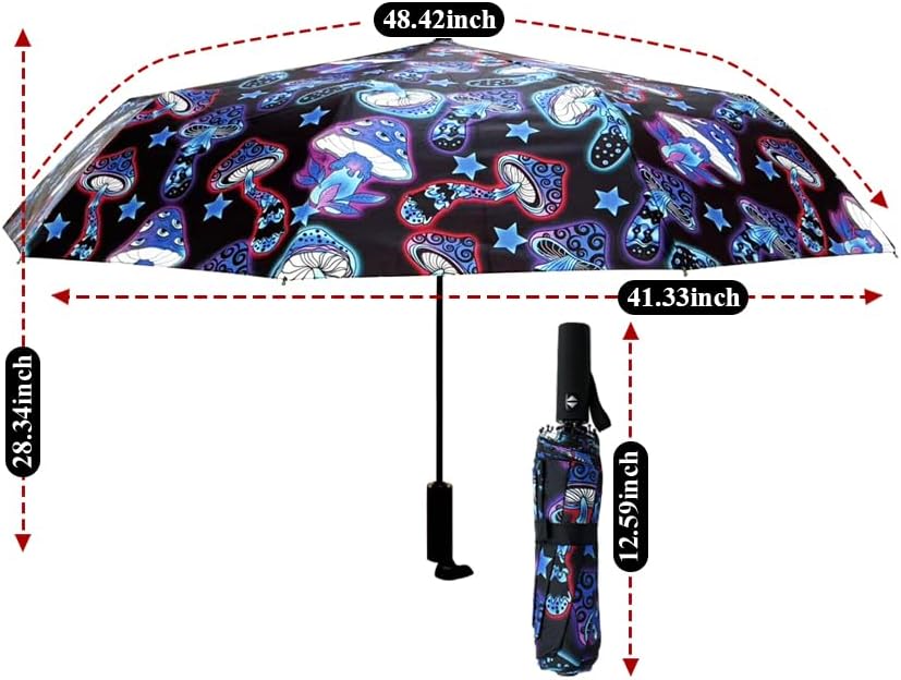 Windproof Travel Automatic Umbrella, 10 Ribs, Rainproof Foldable, Uv-Resistant, Portable