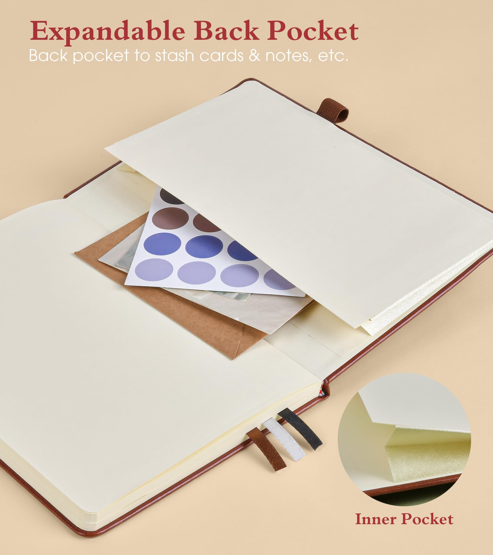 PAIBAS Lined Journal Notebook for Women Men, 160 Pages, A5 Hardcover Vintage Leather Journaling