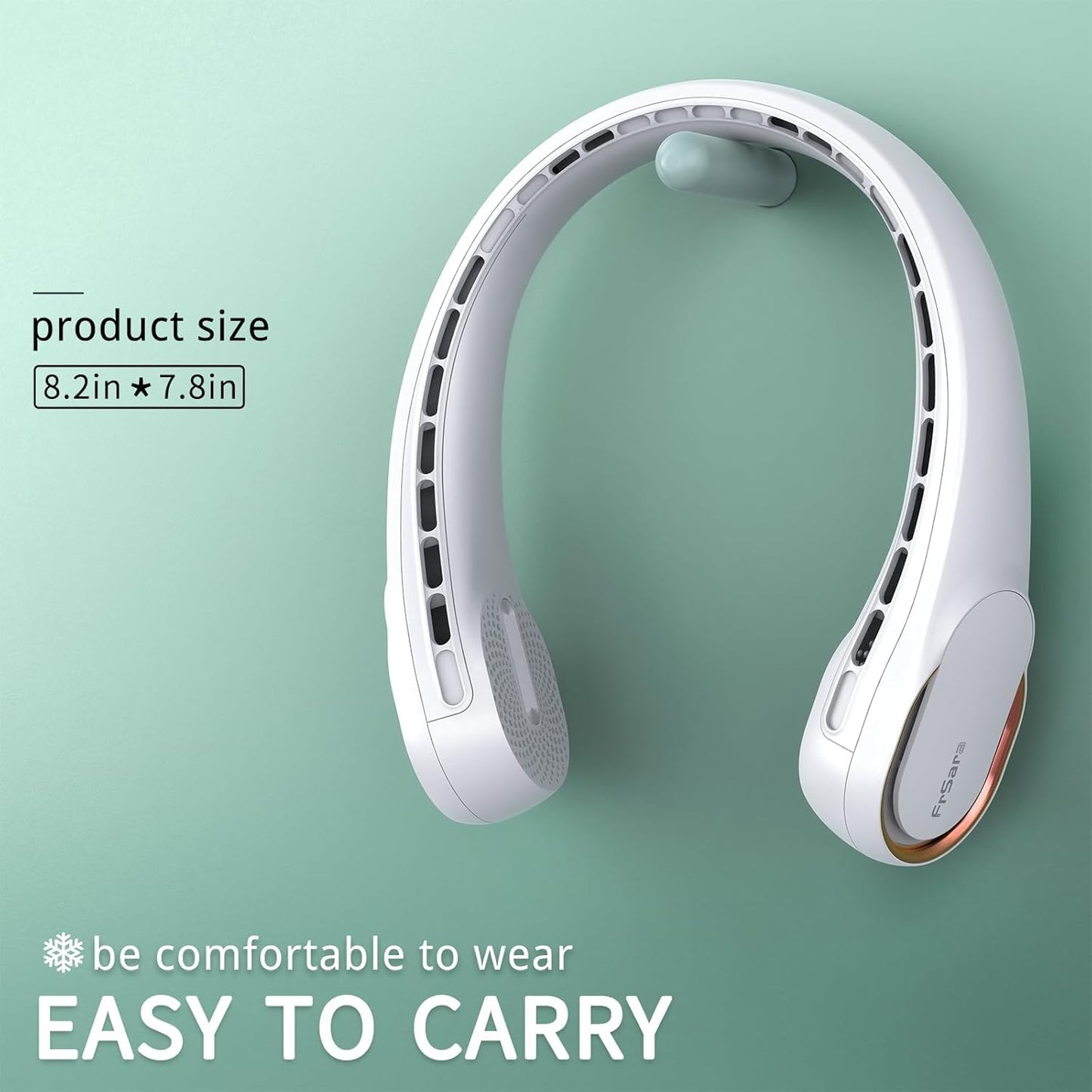FrSara Neck Fan, Portable Personal Fan Strong Wind, 4000mAh, 360° Cooling