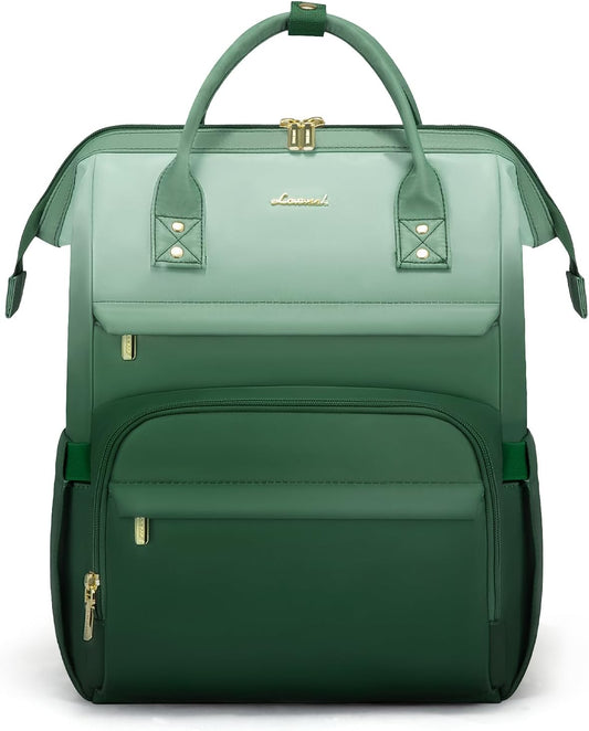 LOVEVOOK Gradient Laptop Backpack for Women,17.3 Inch Work Computer Bakcpack Purse Laptop Bag With Anti-Theft Pocket,Waterproof Carry on Teacher College Backpack for Travel,Green-White