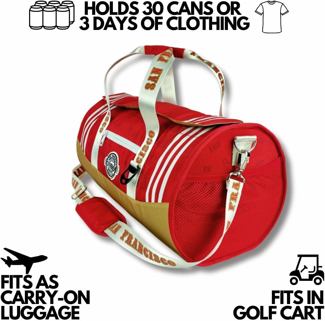 Varsity Cooler San Francisco Travel Party Duffel & Cooler–30 Can Leakproof Insulated Tote Bag, Waterproof Soft compartment for Tailgating, Golf, Beach, Carry-On Luggage, Outdoor Sports