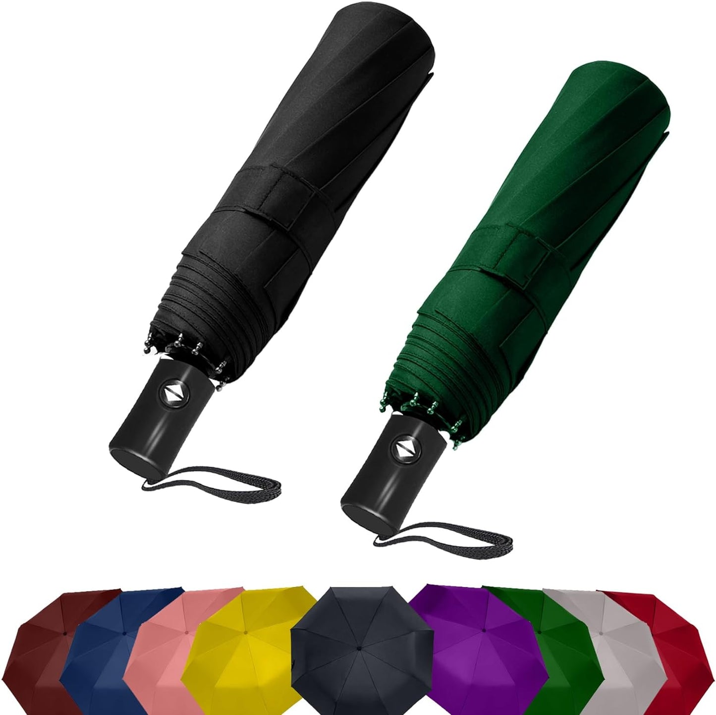 SIEPASA Two Packs Auto Open & Close Small Travel Umbrella Compact for Backpack-Umbrellas for Rain