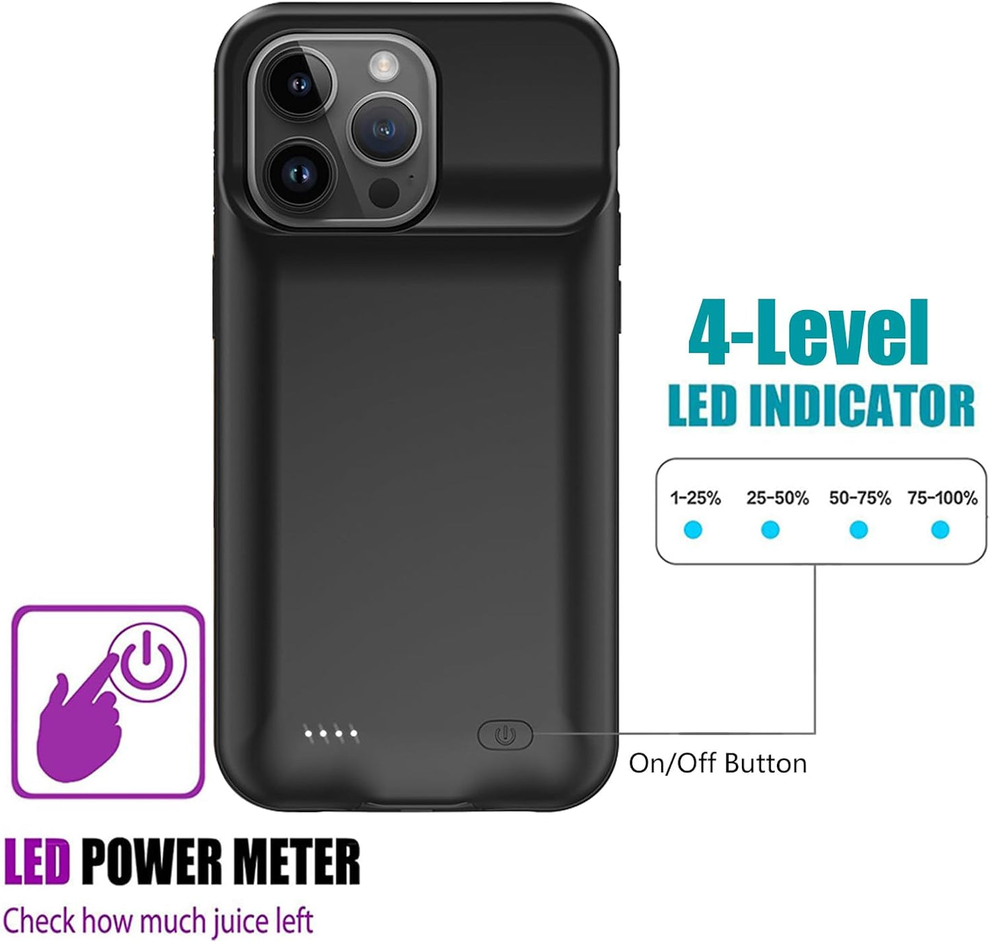 Battery Case for iPhone 15 Pro Max, Upgraded 9000mAh Rechargeable Portable Charging Case with Carplay Compatible with iPhone 15 Pro Max (6.7 inch) Extended Battery Pack Protective Charger Power Cover