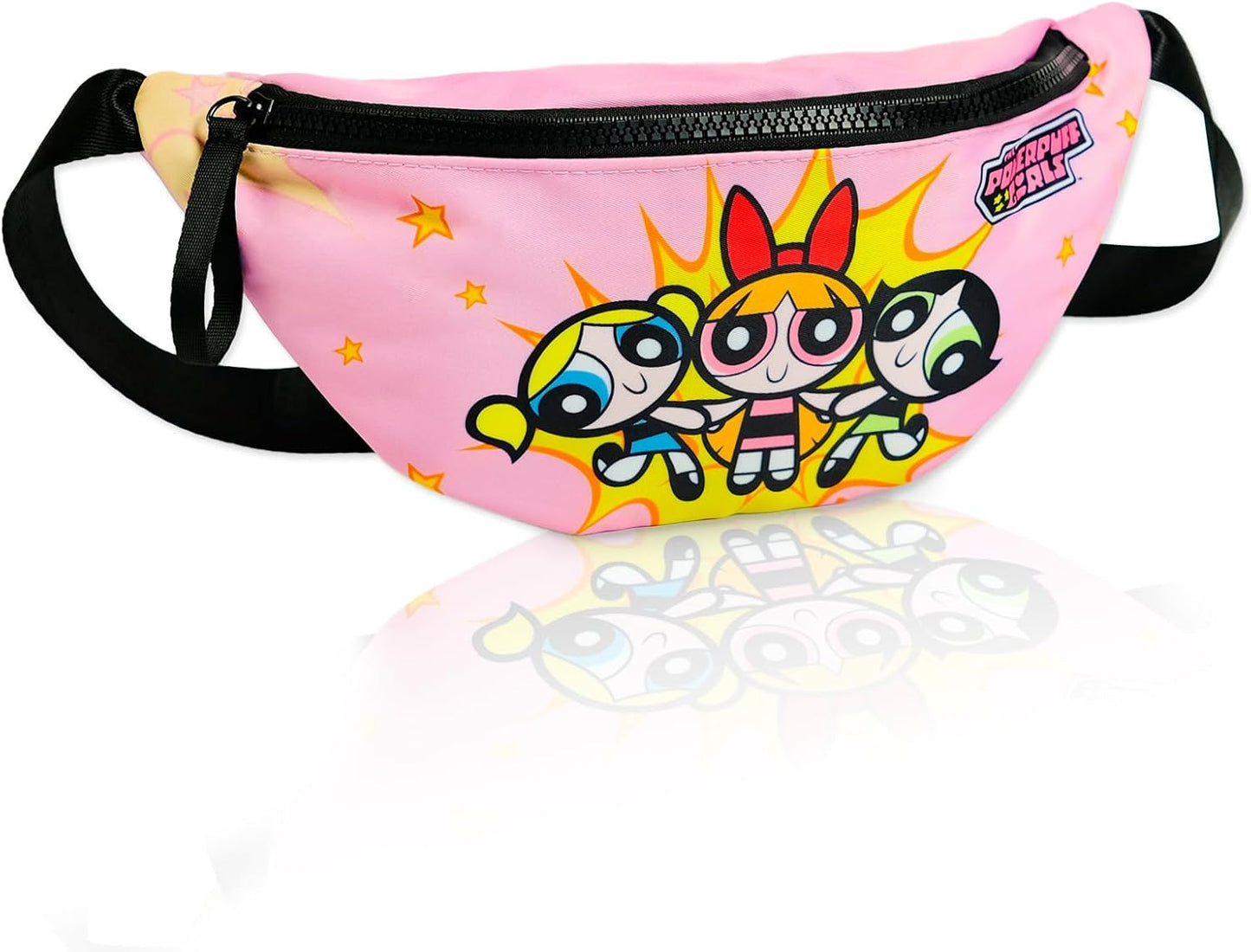 The Powerpuff Girls Fanny Pack Pink Running Belt, Cartoon Waist Pack Bum Bag with Adjustable Strap, Pink Belt Bag for Travel Cycling Everyday Use Christmas Gift