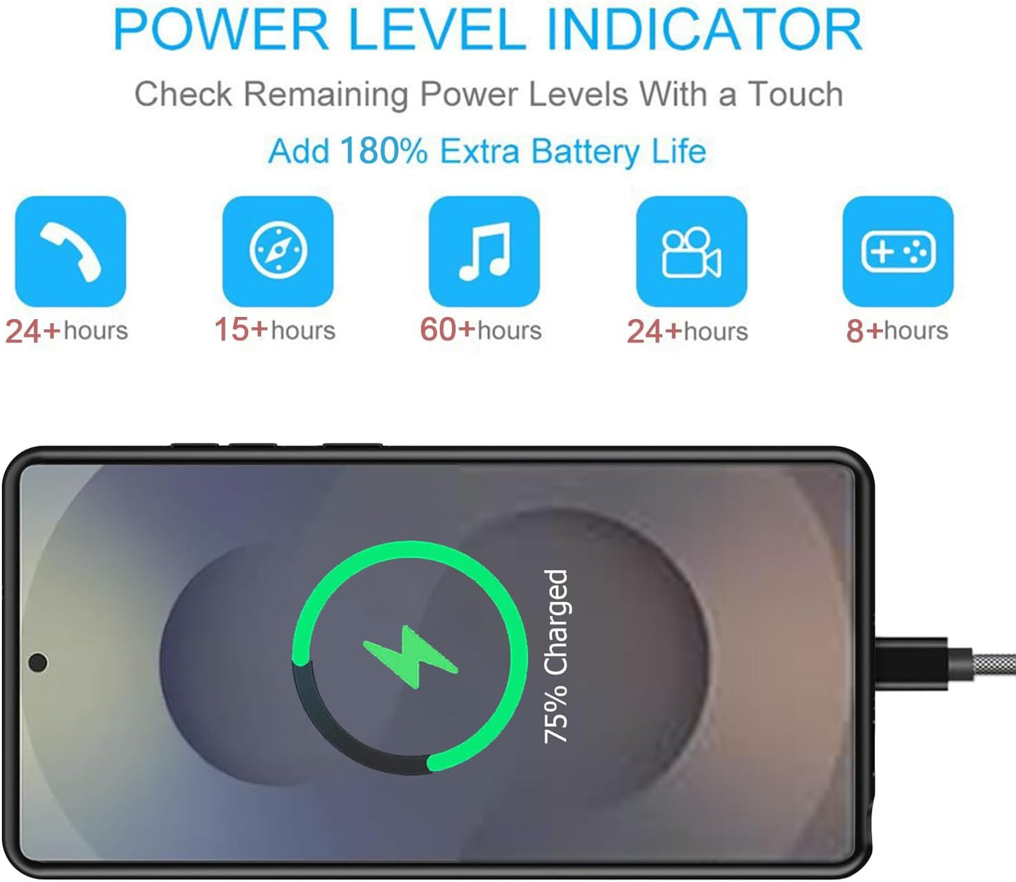 Battery Case for Galaxy S25 Ultra,12000mAh Portable Protective Wireless Charging Case Compatible with Galaxy S25 Ultra 5G 2025 (6.9 inch) Rechargeable Extended Battery Pack Charger Cover (Black)