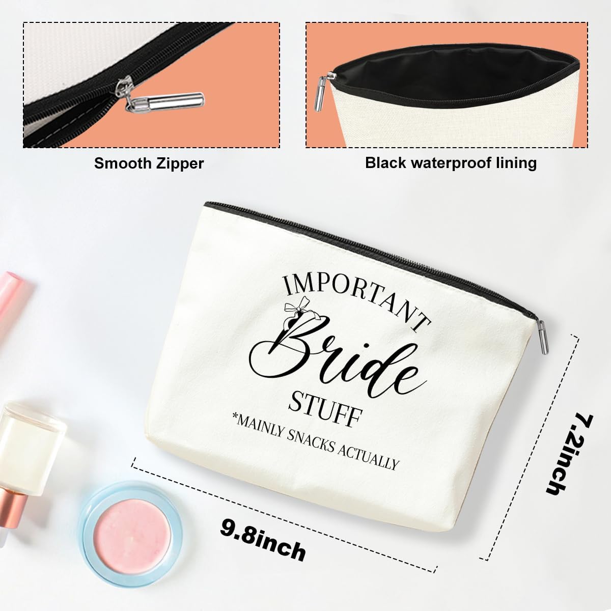 Bride Gifts Bridal Shower Wedding Gifts Bridal Shower Gifts Wedding Makeup Bag Cosmetic Bag for Women Female Lady Friend Coworker Bachelorette Party Fiance Gifts Bachelorette Gifts for Bride
