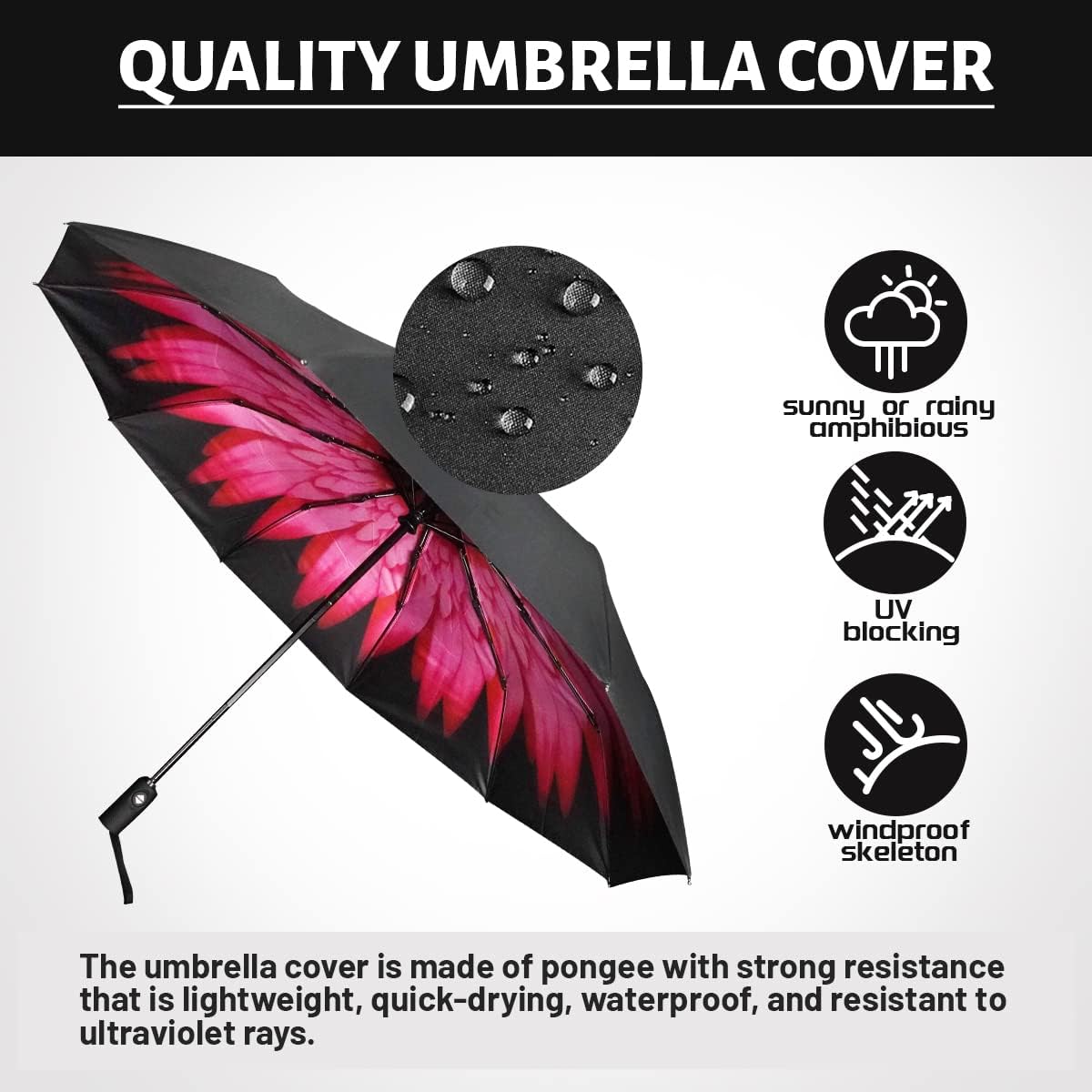 LLanxiry Compact Travel Umbrella, Windproof UV Protection Mini Folding Umbrellas for Rain Small Portable Umbrella for Travel Outdoor Use