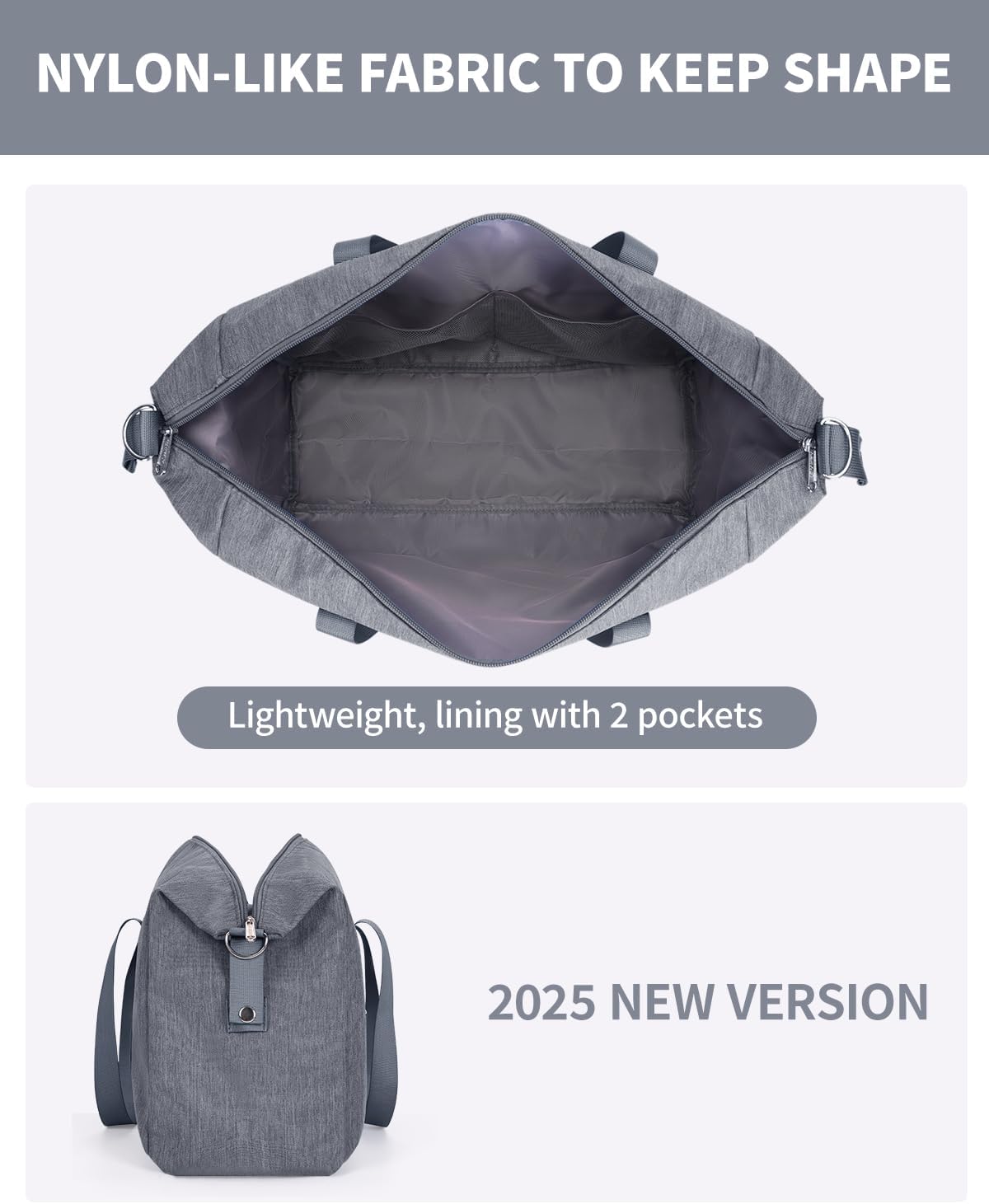 Narwey For Spirit Airlines Personal Item Bag 18x14x8 Foldable Duffle Bag for Travel Packable Duffel Bag for Traveling Carry on Bag for Airplanes Underseat Overnight for Women and Men (Grey)