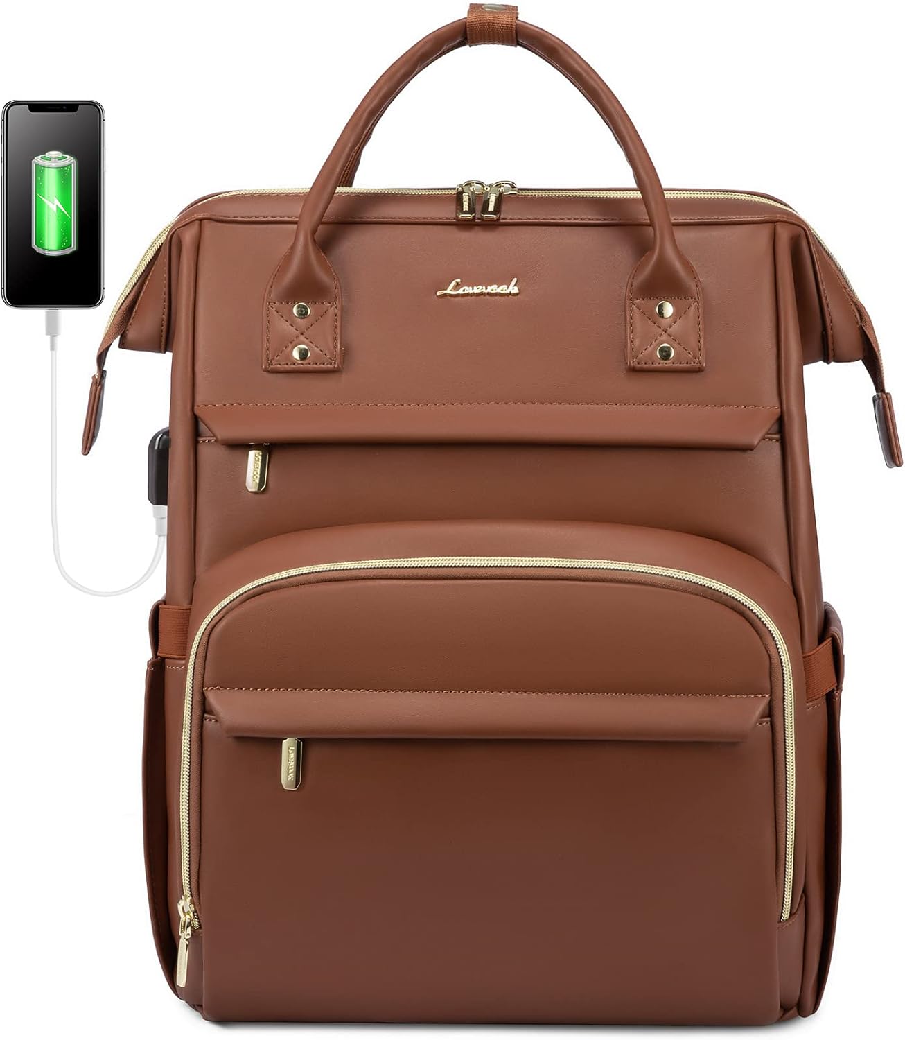 LOVEVOOK Leather Laptop Backpack for Women 15.6 inch,Travel Purse Nurse Teacher Carry On Backpack