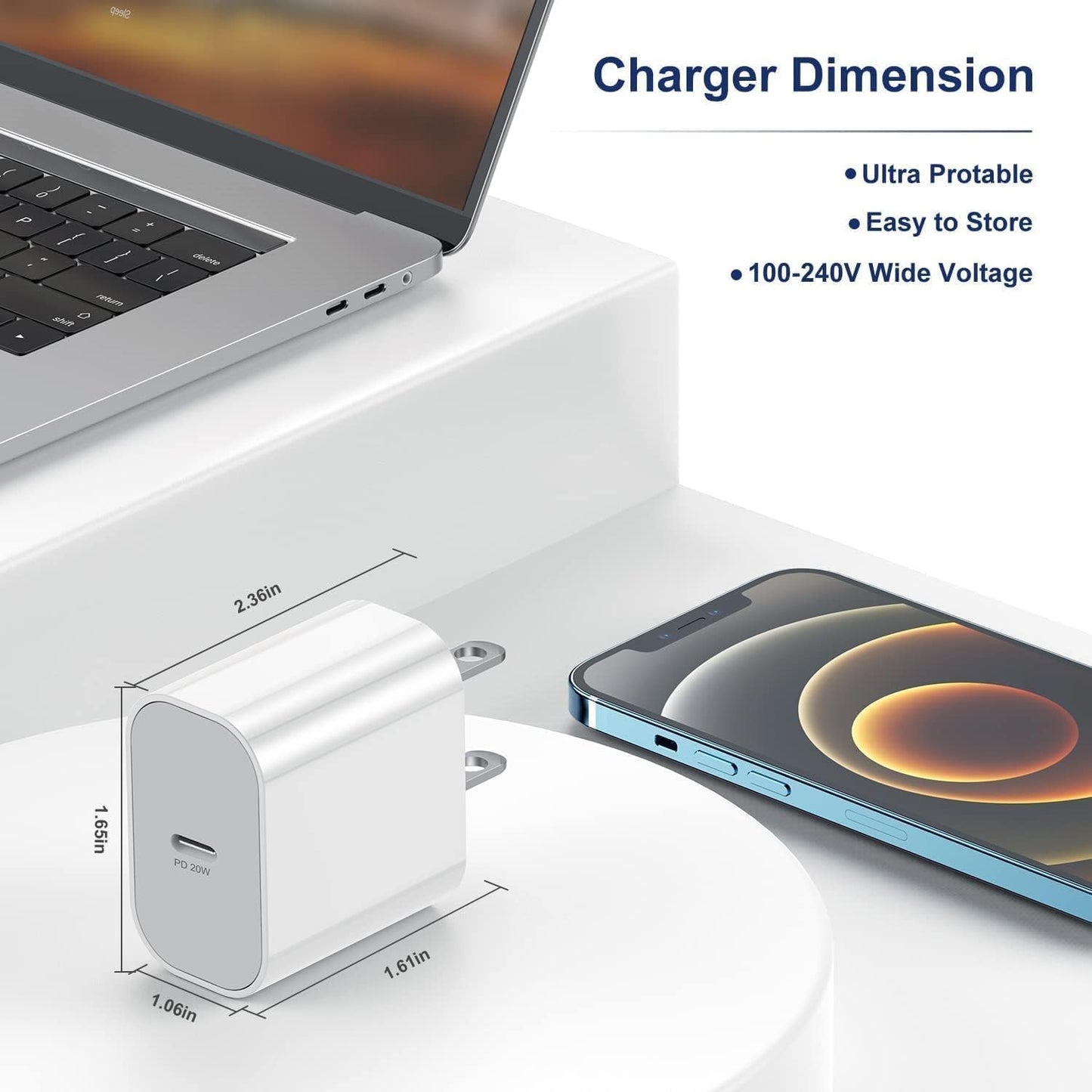iPhone USB C Fast Charger Block, 2Pack 20W USB C Wall Charging Plug, Type C PD Power Adapter Brick Cube Box for Apple iPhone 17 Pro Max/17 Air/16 Pro Max/15 Plus/14 Pro/13/12 Mini/11/XS/XR, iPad Pro