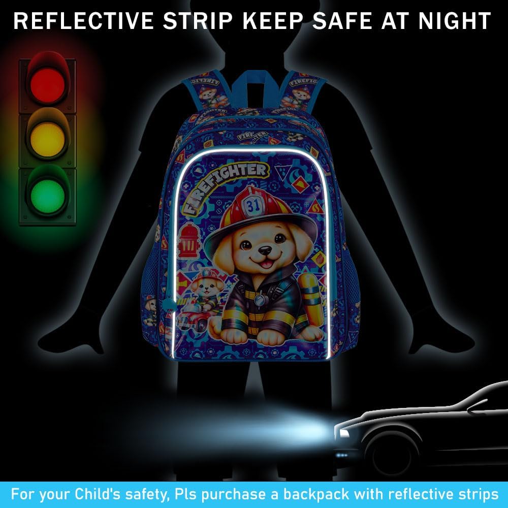 3PCS Boys Backpack, Water Resistant Kids Bookbag Set with Lunch Box, Cute School Bag for Preschool Toddler