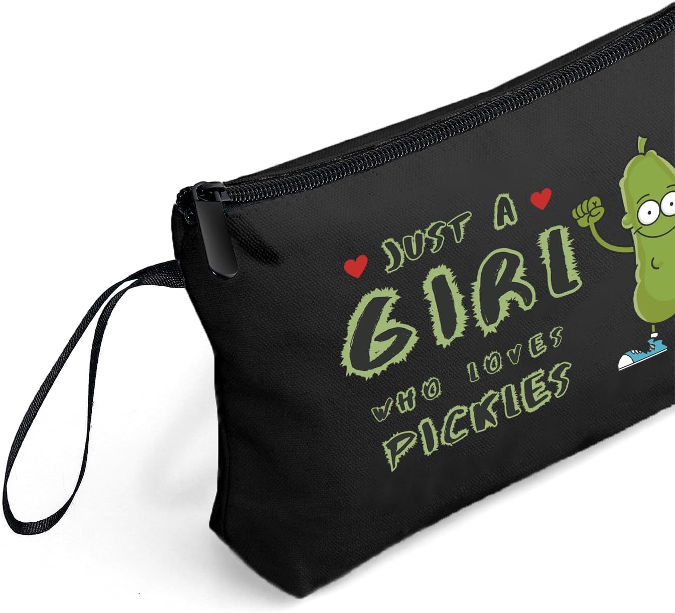 SEAMOON Pickle Friend Birthday Quirky Funny Gag Gifts for Women Sister Teens Girls Granddaughter Small Black Makeup Cosmetic Bag