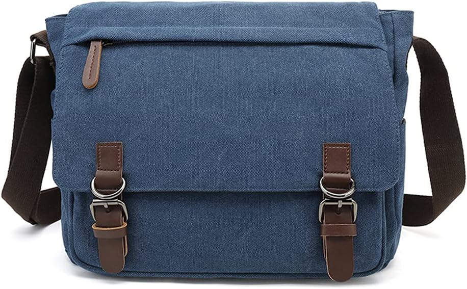 Sechunk Canvas Vintage Messenger Bag Shoulder bag Leather Large Travel Crossbody bags for men women