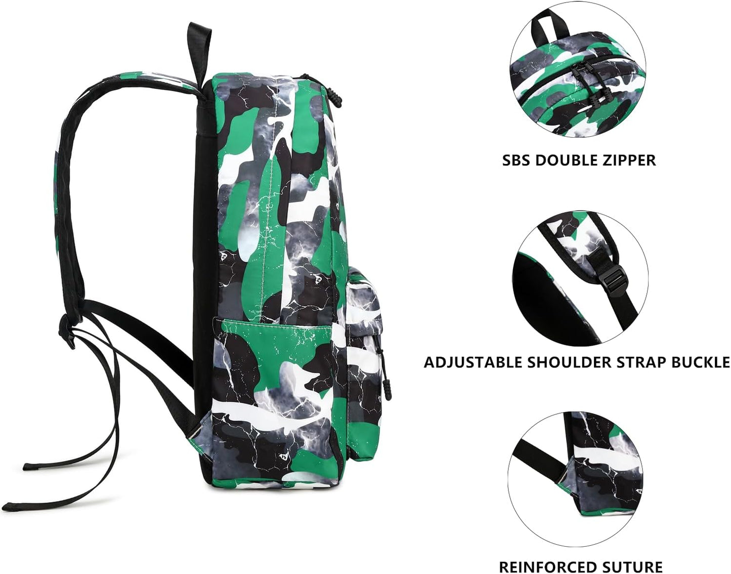 Lmwzh Backpack For Boys Girls Elementary Waterproof teen School Bags Kids Bookbag Lightweight Camo Green