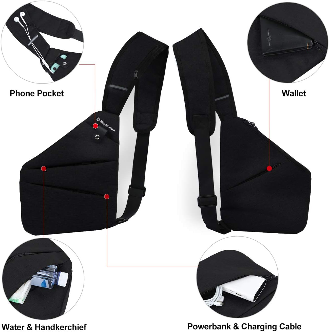 Men Small Sling Shoulder Crossbody Bag Anti-theft One Strap Casual Chest Bags Slim Backpack Outdoor Hiking Biking