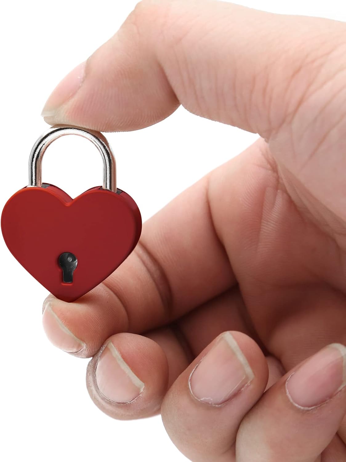 4 Pcs Red Padlocks Key Lock with Key, Mini Love Heart Head Luggage Locks, Modern Fashion Style