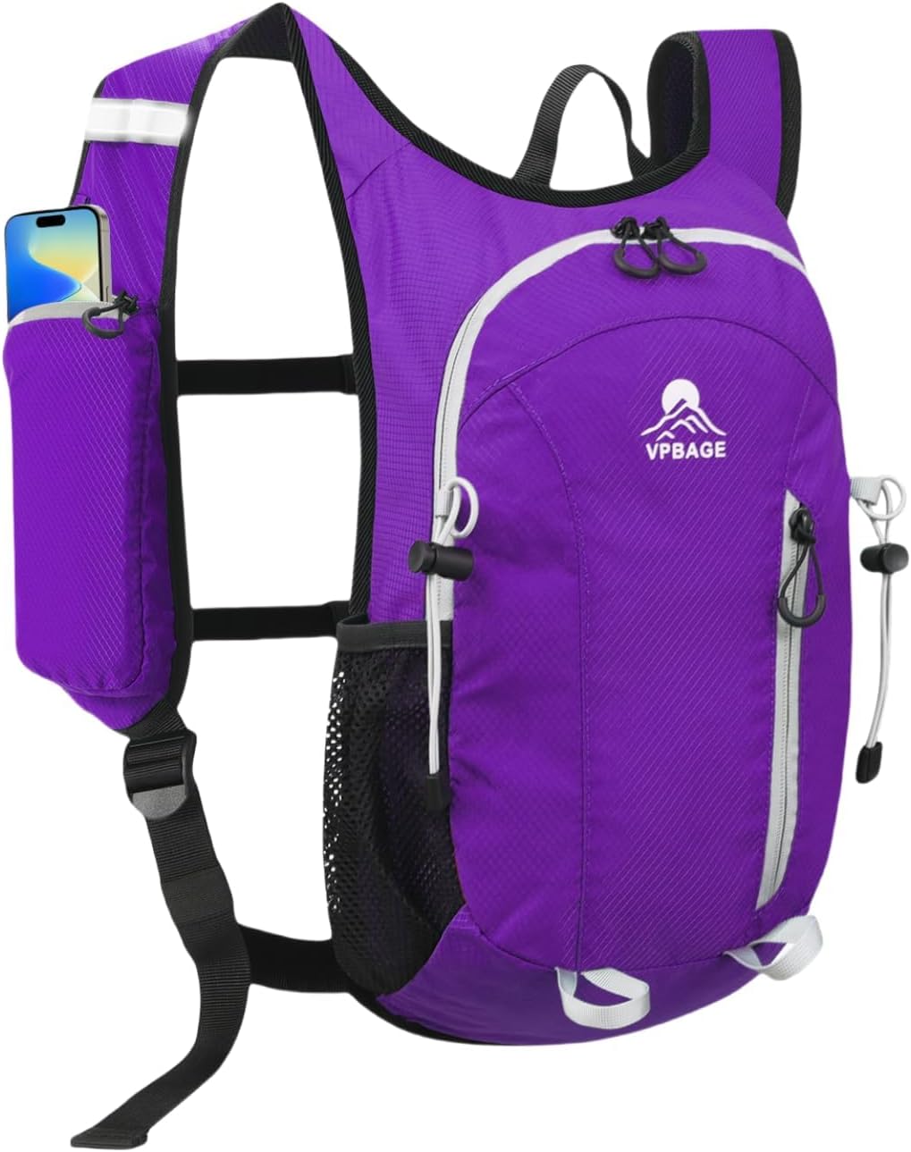 Small Hiking Backpack with Front Phone Holder, Packable Back pack with Chest and Waist Strap