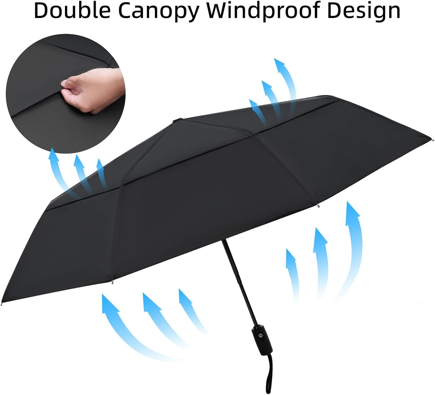TradMall Travel Umbrella, 42/45 Inches Double Vented Canopy Windproof Automatic Strong Compact