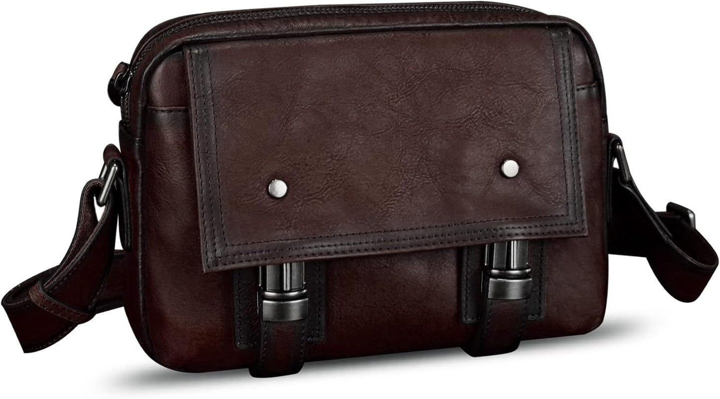 Genuine Leather Shoulder Bag Crossbody Bag for Men Vintage Real Leather Satchel for Men Messenger Bag for Work Travel